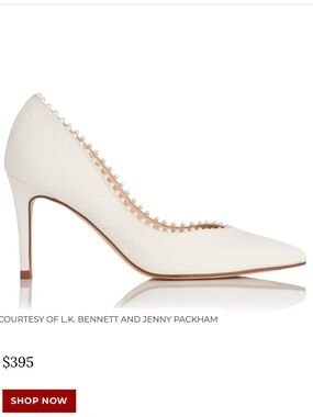 LK Bennett White Pearl-Trim Pointed-Toe Pumps